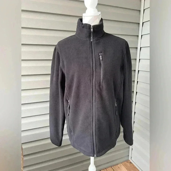 London Fog Men's Full Zip Fleece Black Jacket Sz M - Picture 1 of 9